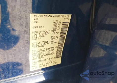 2020 Nissan Titan Sv 4X2 from USA, damaged, VIN 1N6AA1EF5LN501832